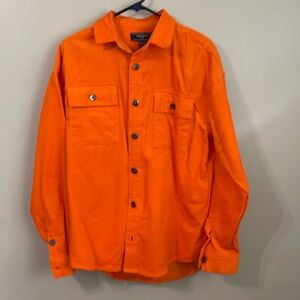 Forever 21 men’s small long sleeve orange corduroy orange light jacket